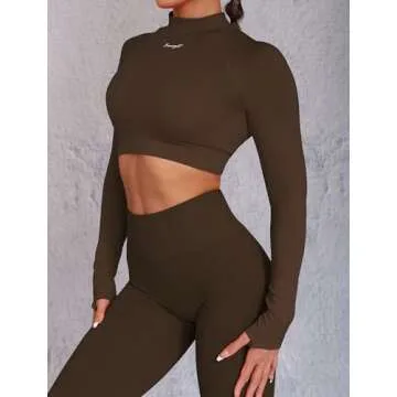 FRESOUGHT Long Sleeve Active Crop Tops for Women