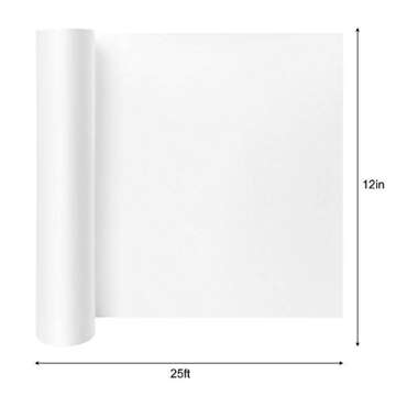 Sghuo White Vinyl 12 Inches by 25 Feet Self Adhesive Vinyl Matte White Permanent Vinyl Roll for Sign...