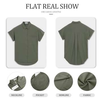 Stylish Cotton Women's Button Down Summer Shirts with Pocket