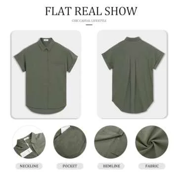 Stylish Cotton Women's Button Down Summer Shirts with Pocket