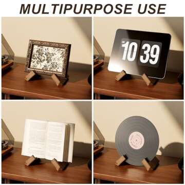 2 Pack Now Playing Vinyl Record Stand, Premium Vinyl Record Display, Wood Record Display Stand, 1 Second Assemble Record Holder, Now Spinning Record Holder, Vinyl Record Accessories for Vinyl Records