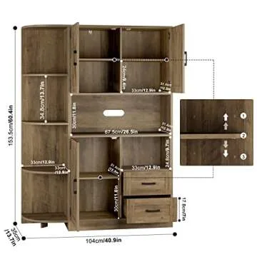 Stylish HOSTACK Farmhouse Kitchen Pantry Storage Cabinet