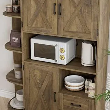 Stylish HOSTACK Farmhouse Kitchen Pantry Storage Cabinet