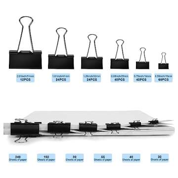 Binder Clips Assorted Sizes Including Extra Large Medium Small Mini and Micro, Office Supplies File ...
