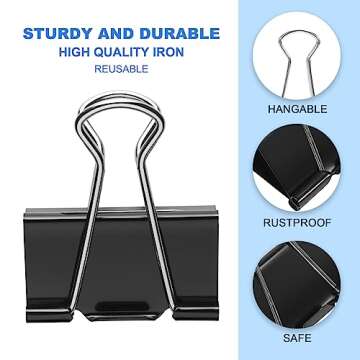 Binder Clips Assorted Sizes Including Extra Large Medium Small Mini and Micro, Office Supplies File Clamps Paper Clips, 6 Sizes in 6 Boxes, 208 PCS Metal Black Clamps for School