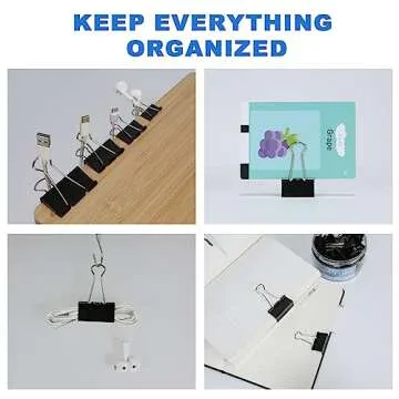 Binder Clips Assorted Sizes Including Extra Large Medium Small Mini and Micro, Office Supplies File Clamps Paper Clips, 6 Sizes in 6 Boxes, 208 PCS Metal Black Clamps for School