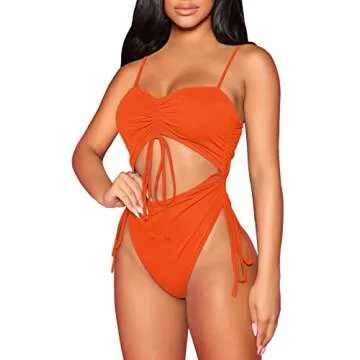 Viottiset Women's Drawstring One Piece Swimsuit