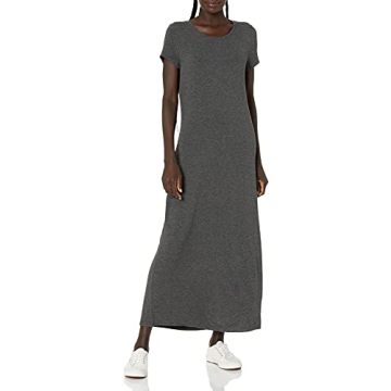 Amazon Essentials Women's Short-Sleeve Maxi Dress in Charcoal Heather