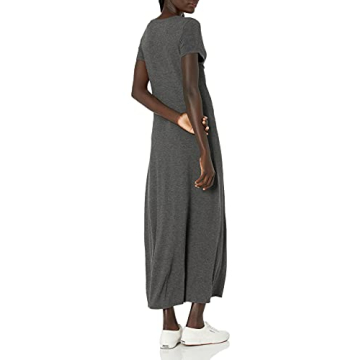Amazon Essentials Women's Short-Sleeve Maxi Dress in Charcoal Heather