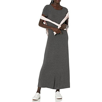 Amazon Essentials Women's Short-Sleeve Maxi Dress in Charcoal Heather