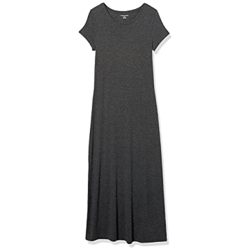 Amazon Essentials Women's Short-Sleeve Maxi Dress in Charcoal Heather