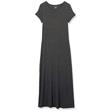 Amazon Essentials Women's Short-Sleeve Maxi Dress in Charcoal Heather
