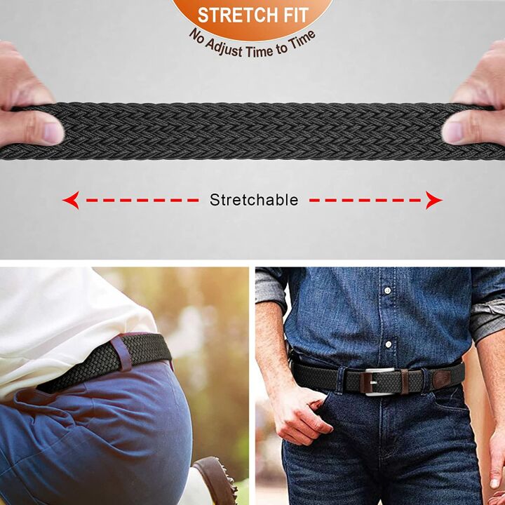 BULLIANT 2-Pack Stretch Braided Web Belts for Men
