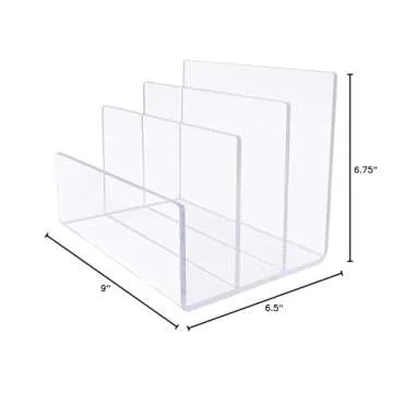 Clear Acrylic File Sorter, Desk File Folder Holder,File Folder Rack for Document Paper Letter Book Envelope Laptop Organizer, Clear Acrylic Office File Organizer on Office Desktop