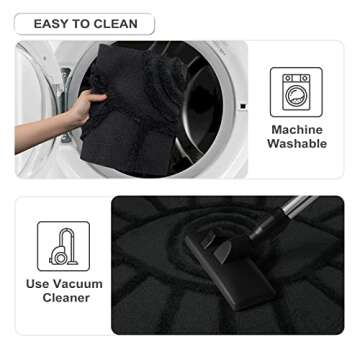 Uphome Boho Runner Rug 2'x5' Washable Evil Eye Tufted Bedroom Rug with Tassels Soft Cotton Woven Kitchen Rug Modern Minimalist Dark Gray Throw Rugs for Living Room Laundry Room Bathroom