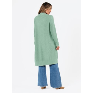 LILLUSORY Long Cardigan Sweaters for Women Fall Trendy Oversized Open Front Winter Coat Blazer 2025 Cozy Chunky Knit Sweater Jacket Outwear Coats Green XL