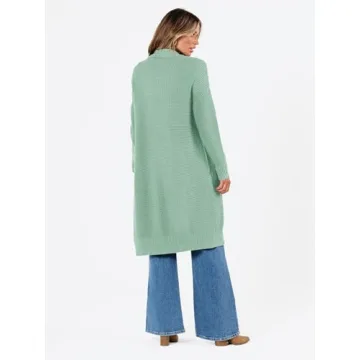 LILLUSORY Long Cardigan Sweaters for Women Fall Trendy Oversized Open Front Winter Coat Blazer 2025 Cozy Chunky Knit Sweater Jacket Outwear Coats Green XL