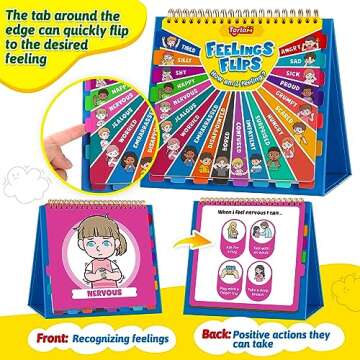 Torlam Feelings and Emotions Book for Kids, Calm Down Corner Supplies, Social Emotional Flipbook Mood Feelings Chart, Toddlers Autism Learning/ADHD Tools for Classroom Preschool Kindergarten