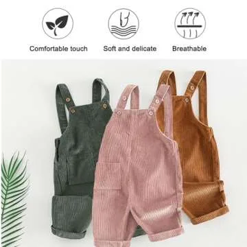 Mornyray Toddler Kids Baby Boy Girl Soft Corduroy Suspender Pants Kids Overalls Loose Retro (Green, 3-4 Years)