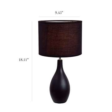 Simple Designs LT2002-BLK Oval Bowling Pin Base Ceramic Table Lamp - Unique and Functional Lighting