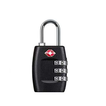 TSA Approved Luggage Lock,3 Digit Small Combination Padlock for Travel Suitcase (Black)