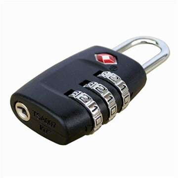 TSA Approved Luggage Lock,3 Digit Small Combination Padlock for Travel Suitcase (Black)