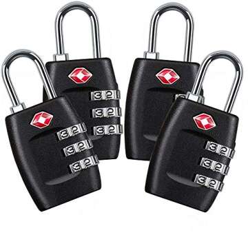 TSA Approved Luggage Lock,3 Digit Small Combination Padlock for Travel Suitcase (Black)