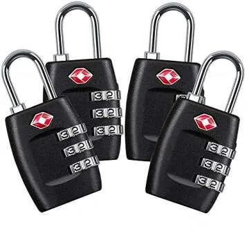TSA Approved Luggage Lock,3 Digit Small Combination Padlock for Travel Suitcase (Black)