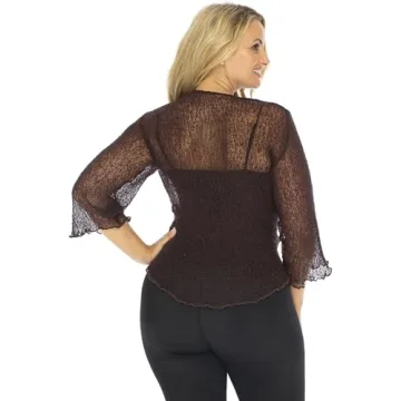 Stylish Plus Size Shrug Bolero Lightweight Brown Cardigan