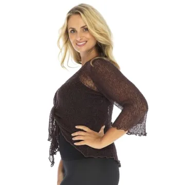 Stylish Plus Size Shrug Bolero Lightweight Brown Cardigan