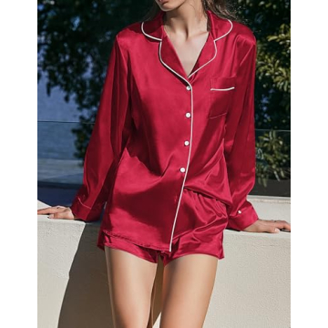 Elegant Ekouaer Silk Satin Pajama Set with Removable Feathers