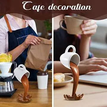 Jetec Floating Spilling Coffee Cup Magic Pouring Splash Coffee Mug Pouring Spilling Mugs Cafe Novelty Funny Cup Sculpture Art Decoration for Home Decor