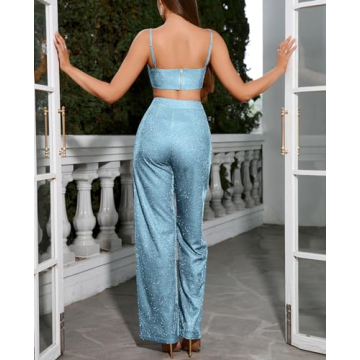 Colysmo Sparkle Sequin Two Piece Outfit for Women