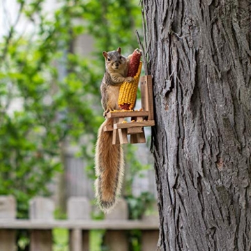 Charming Cedar Squirrel Picnic Table Feeder for Outdoors