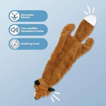 Best Pet Supplies 2-in-1 Stuffless Squeaky Dog Toys with Soft, Durable Fabric for Small, Medium, and...