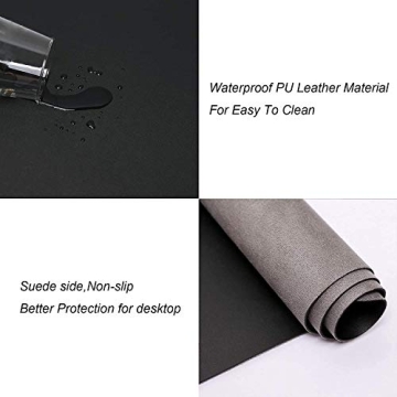 PU Leather Office Desk Pad, Writing Mat with Full Grip Fixation Lip, Table Blotter Desk Protector Waterproof Gaming Mat Laptop Keyboard Working Mat, Non-Slip Table Protective Pad