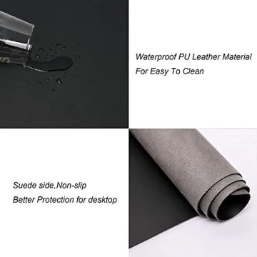 PU Leather Office Desk Pad, Writing Mat with Full Grip Fixation Lip, Table Blotter Desk Protector Waterproof Gaming Mat Laptop Keyboard Working Mat, Non-Slip Table Protective Pad