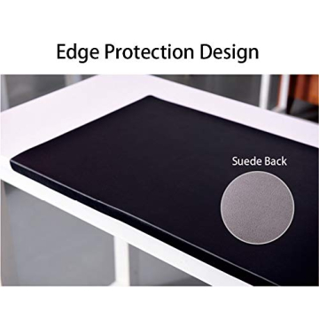 PU Leather Office Desk Pad, Writing Mat with Full Grip Fixation Lip, Table Blotter Desk Protector Waterproof Gaming Mat Laptop Keyboard Working Mat, Non-Slip Table Protective Pad