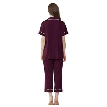 Joyaria Women Bamboo Viscose Pajama Set Cooling Summer Pjs Night Sweats Sleepwear(Chestnut,Small)