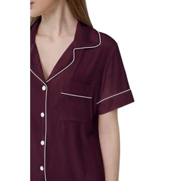 Joyaria Women Bamboo Viscose Pajama Set Cooling Summer Pjs Night Sweats Sleepwear(Chestnut,Small)