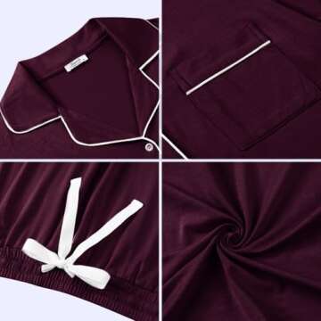 Joyaria Women Bamboo Viscose Pajama Set Cooling Summer Pjs Night Sweats Sleepwear(Chestnut,Small)