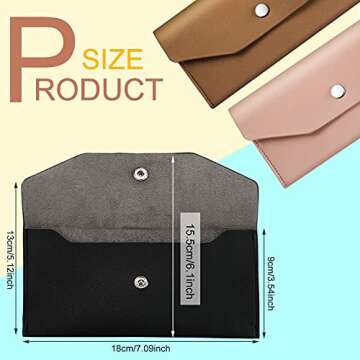 3 Pieces Leather Cash Envelopes Wallet Budget Envelope Wallet Bag Waterproof Flat Wallet Metal Snap ...