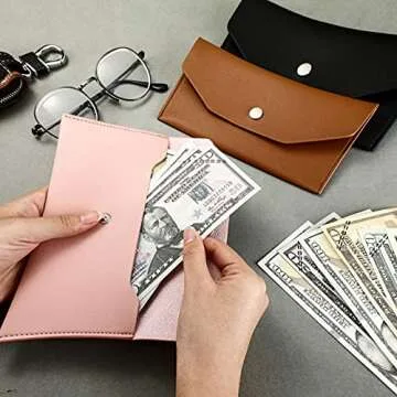 Stylish Leather Cash Envelope Wallets - Set of 3