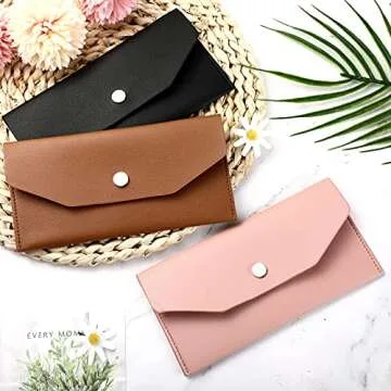 Stylish Leather Cash Envelope Wallets - Set of 3