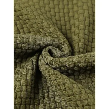 Zaitun Mens Hooded Sweatshirt Long Sleeve Solid Knitted Hoodie Pullover Sweater Army Green