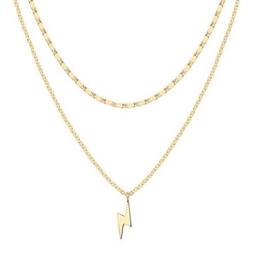 PAVOI 14K Gold Plated Polished Lightning Cluster Pendant Necklace | 14x1.2x6mm Yellow Gold Plated Ne...