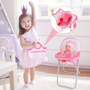 deAO Baby Doll Playset Stroller for Kids and Toddlers