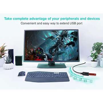 BlueRigger USB Extension Cable (32FT/10M, Long Active USB2.0 Extender, Male to Female Repeater, Data...