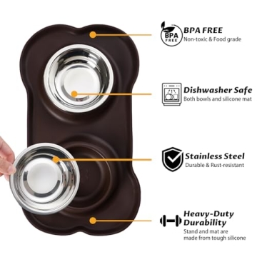 Hubulk Pet Dog Bowls with Non-Skid Mat and Food Scoop