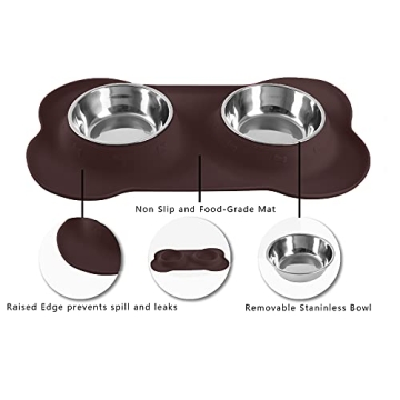 Hubulk Pet Dog Bowls with Non-Skid Mat and Food Scoop